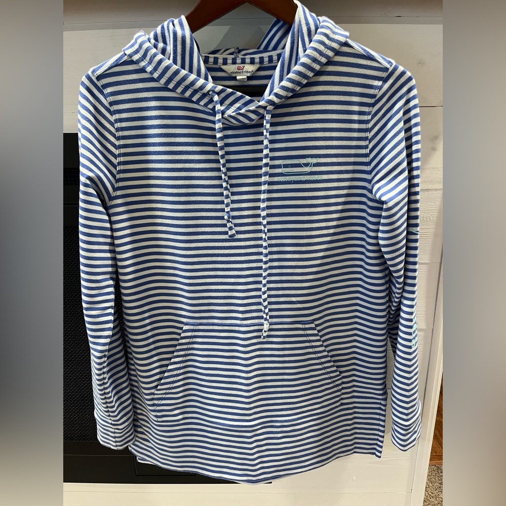 Vineyard Vines Blue Stripe Whale Terry Hoodie Size XXS. 1289